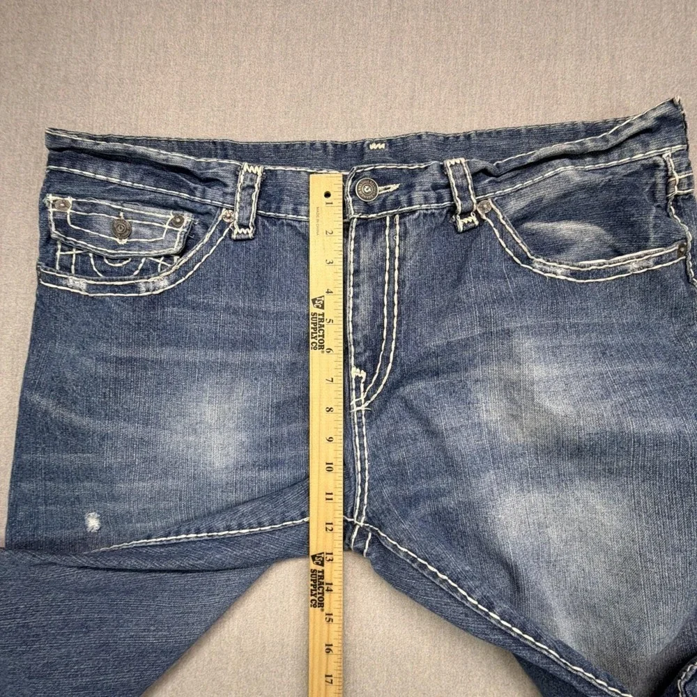 True Religion Jeans Men's 42x34 Ricky Relaxed Straight Faded Flap Pocket Denim